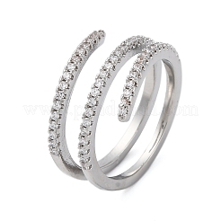 Anelli da donna aperti con micro pavé di zirconi cubici trasparenti in ottone&nbsp;RJEW-S624-04P