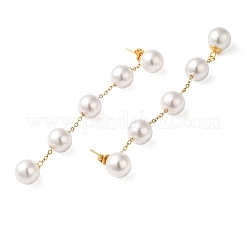 Orecchini pendenti in acciaio inossidabile 304 con perle di plastica&nbsp;EJEW-Q386-02A-G