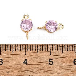 Shegrace Messing-Pavé-Zirkonia-flache runde Verbindungsanhänger&nbsp;XGRQ2O042-435B-G