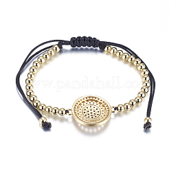 Verstellbare geflochtene Perlenarmbänder aus Messing&nbsp;BJEW-F282-29G-RS