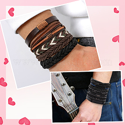 Juego de 24 pulsera de cordón de cuero sintético trenzado ajustable de 24 estilos para hombre.&nbsp;BJEW-WH20009-25