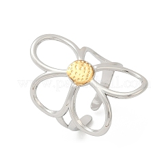 Offene Manschettenringe aus 304 Edelstahl mit hohler Blume&nbsp;RJEW-R018-02GP