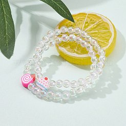 Braccialetti per bambini elasticizzati con perline acriliche trasparenti&nbsp;BJEW-JB06324-01