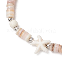 2 bracciale di perline intrecciate in conchiglia d'acqua dolce naturale a forma di stella marina e tartaruga&nbsp;BJEW-JB11919-02