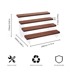 Support d'affichage pour organisateur en bois et acrylique à 4 niveau&nbsp;ODIS-WH0070-13B