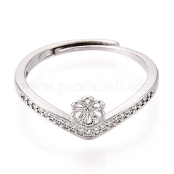 Blume Messing Micro Pave Zirkonia Cup Peg Ring Einstellungen&nbsp;KK-N274-30P