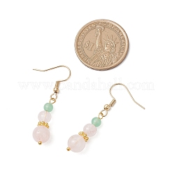Runde natürliche malaysia jade & rose quarz perlen halskette & armband & baumeln ohrring sets&nbsp;SJEW-JS01333