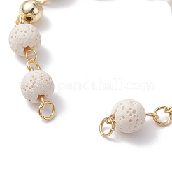 Fabrication de bracelets en chaîne de perles rondes en pierre de lave naturelle teinte&nbsp;AJEW-JB01206-01
