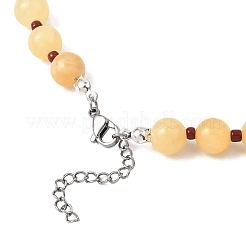 Colliers en jade malaisien naturel teinté rond de 8.5 mm avec perles de verre pour femmes&nbsp;NJEW-JN05646-02