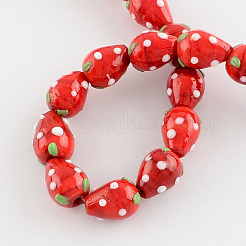 Handgedrehten lampwork 3 d Erdbeerperlen&nbsp;LAMP-R109B-15