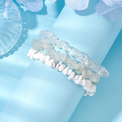 Set di braccialetti elasticizzati con perline in cristallo di quarzo naturale da 3 pezzo&nbsp;BJEW-JB10857