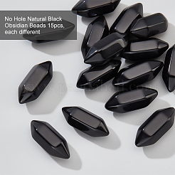 Facettierte natürliche schwarze Obsidian-Heilsteine ohne Loch&nbsp;G-OC0003-60