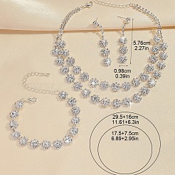 Blumenlegierung Strasskette Doppelschicht Halsketten & Ohrstecker & Armbänder Sets&nbsp;FS-WG0F210-01