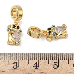Europäische Anhänger mit klarem Zirkonia in Pavé-Fassung aus Messing&nbsp;KK-L257-24G-02