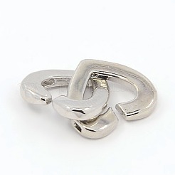 Messing zwei Schleifen Heart Verriegelung Schnallen für DIY Schmuck&nbsp;LS-KK-M051-01P