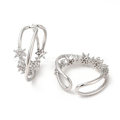 Arete cruzado con circonitas cúbicas transparentes y estrella&nbsp;EJEW-H092-01P