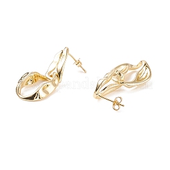 Aretes colgantes ovalados retorcidos de latón chapado en rack para mujer&nbsp;EJEW-C029-05G