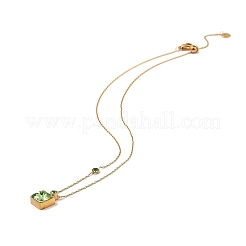 Collana con pendente quadrato in vetro&nbsp;NJEW-G106-01G-07