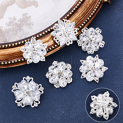24 épingle à revers en alliage de strass en forme de fleur pour vêtements&nbsp;JEWB-GO0001-23