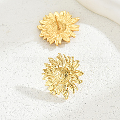 Élégantes boucles d'oreilles à tige en acier inoxydable 201 en forme de tournesol&nbsp;HV3770