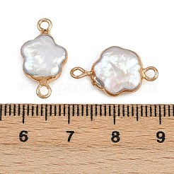 Natürliche Keshi-Perlen-Blumen-Verbinder-Charms&nbsp;KK-D423-06G