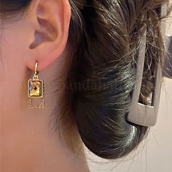 Pendientes de aro rectangulares de aleación de vidrio&nbsp;FS-WGE8453-01