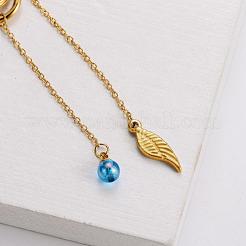 Collar minimalista con borlas y colgante de plumas de acero inoxidable ajustable para mujer&nbsp;WO1133