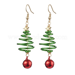 Weihnachtsbaum-Ohrhänger aus Aluminiumdraht&nbsp;EJEW-JE05829-01