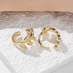 Messing Micro Pave klare Zirkonia Manschette Ohrringe&nbsp;EJEW-I249-11G