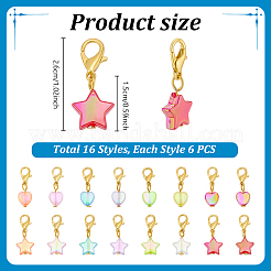 96 pièce de 16 styles de décorations suspendues en acrylique&nbsp;HJEW-PH02522
