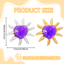 2 paire de boucles d'oreilles à tige en acier inoxydable 2 couleurs&nbsp;EJEW-HY0001-46A