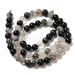 Natur schwarz Rutilquarz Perlen Stränge&nbsp;G-R446-6mm-37-01