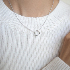Collier pendentif cercle géométrique argenté s925&nbsp;VA6375