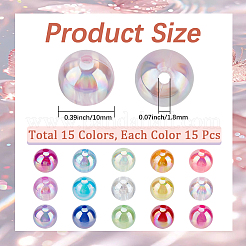15 couleurs perles acryliques transparentes&nbsp;MACR-PA0001-04C
