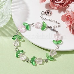 Braccialetti con perline di fiori di vetro&nbsp;BJEW-JB09788-02