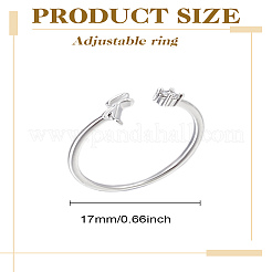 1pc lettre laiton strass ouvert manchette anneaux pour femmes&nbsp;AJEW-LP0004-47F-S
