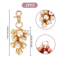 Pendentif décoratif en forme de fleur en laiton et en plastique ABS imitation perle&nbsp;HJEW-PH02010