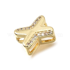 Barrettes d'espacement initiales en laiton micro-pavé de zircone cubique transparente&nbsp;KK-E802-34G-X