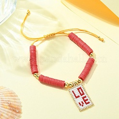 Bracciale con ciondolo rettangolare con semi di vetro Miyuki&nbsp;BJEW-MZ00037-03