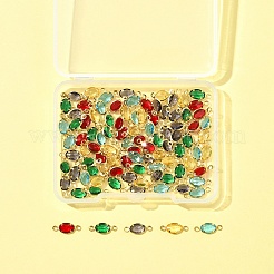 100 Stück 5 Farben Messing K9 Glas Verbinder Charms&nbsp;KK-FS0001-66