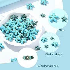 60 Stück 2 Stile synthetische türkisfarbene Perlen gefärbt&nbsp;TURQ-YW0001-03