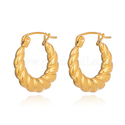 Boucles d'oreilles créoles vintage en acier inoxydable 304 à structure torsadée creuse&nbsp;WU2636
