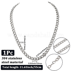 Collier chaîne cubaine en acier inoxydable 304 (1 pièce) pour homme et femme&nbsp;NJEW-SP0001-23D