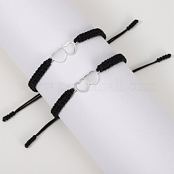 Ensemble de bracelets à maillons en forme de cœur en acier inoxydable 2pcs 2 styles&nbsp;BJEW-SW00106-01