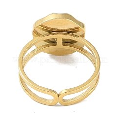 Ionenplattierung (IP) 304 Edelstahl Emaille flach rund mit Mond Fingerringe&nbsp;RJEW-L107-065G-02