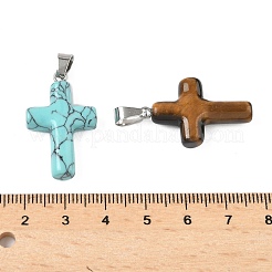 Pendentifs croix en pierres naturelles et synthétiques mélangées&nbsp;G-M454-03