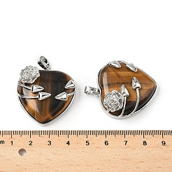 Natürliche Tigerauge-Herzanhänger&nbsp;G-S391-01P-F