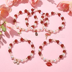 Bracelet extensible en perles rondes mélangées naturelles et synthétiques&nbsp;BJEW-JB09588