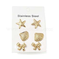 3 paire de boucles d'oreilles à tige en acier inoxydable 304&nbsp;EJEW-D353-03G-01