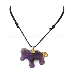 Anhänger in Pferdeform aus natürlichem Amethyst&nbsp;NJEW-JN06355-02
